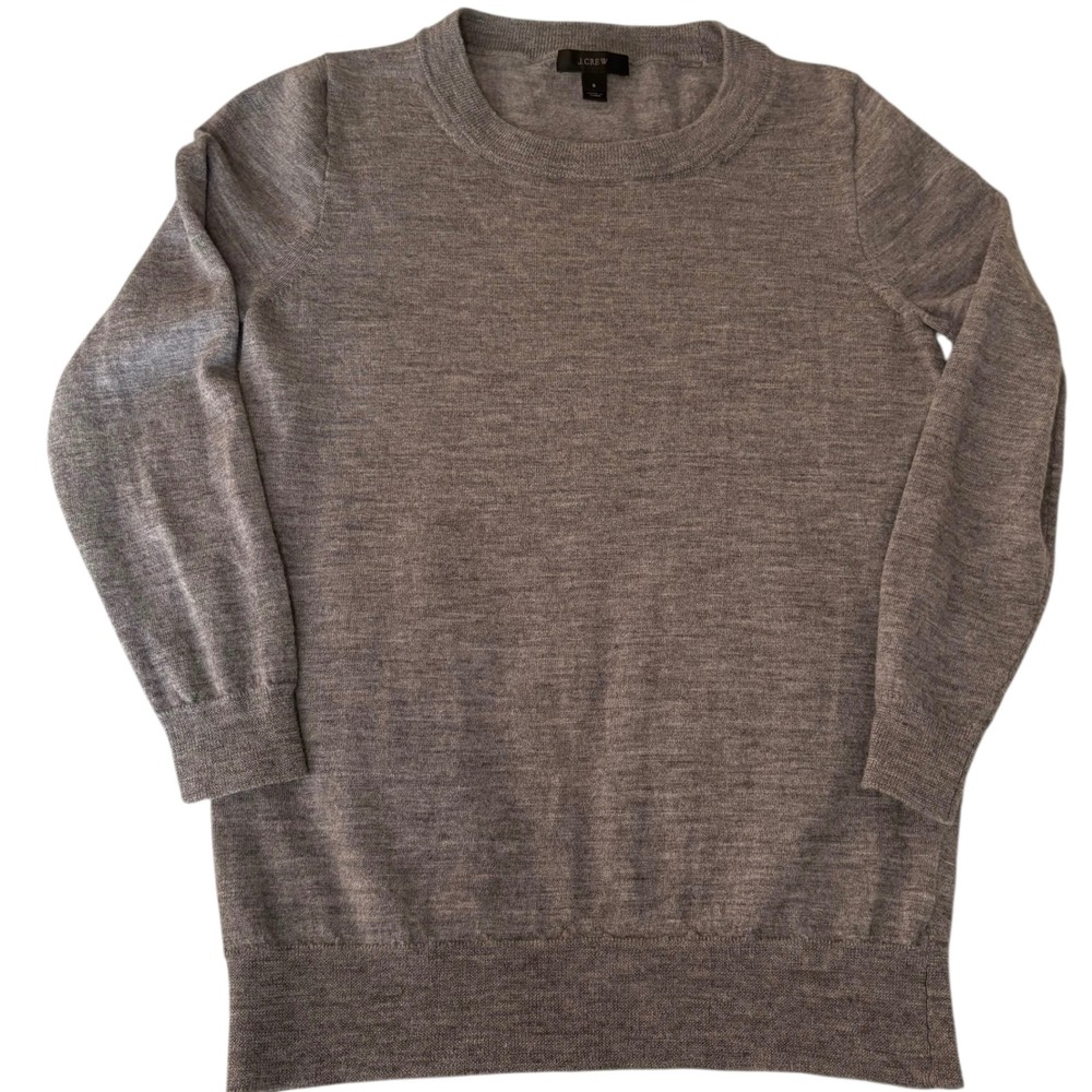 J.Crew Merino Wool Sweater Crew Neck Soft Everyday Casual Gray Size S‎